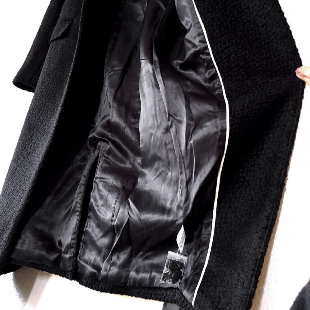NEW L'Academie Boucle Wool Micha Long Coat Black Tailored Old Money Minimal XS - Picture 13 of 15